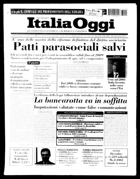 Italia oggi : quotidiano di economia finanza e politica